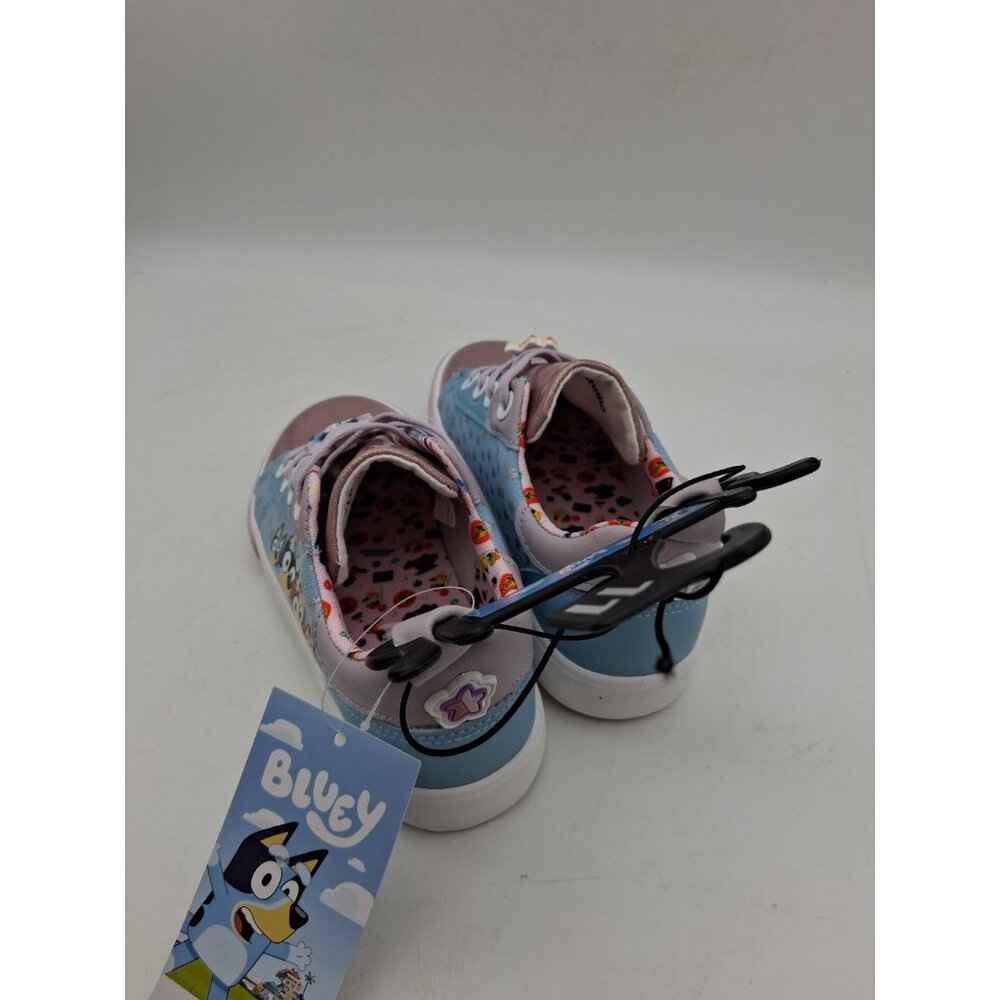 Bluey Sneakers Toddler Kids Size 11 Blue Purple Slip On Elastic Lace Shoes - Picture 3 of 12